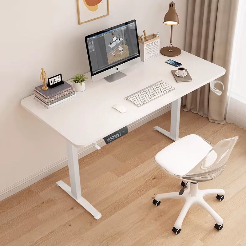 Electric Stand up Desk Workstation Whole-Piece Desktop Ergonomic Height Adjustable Standing Desk with Cup and Headphone Holder