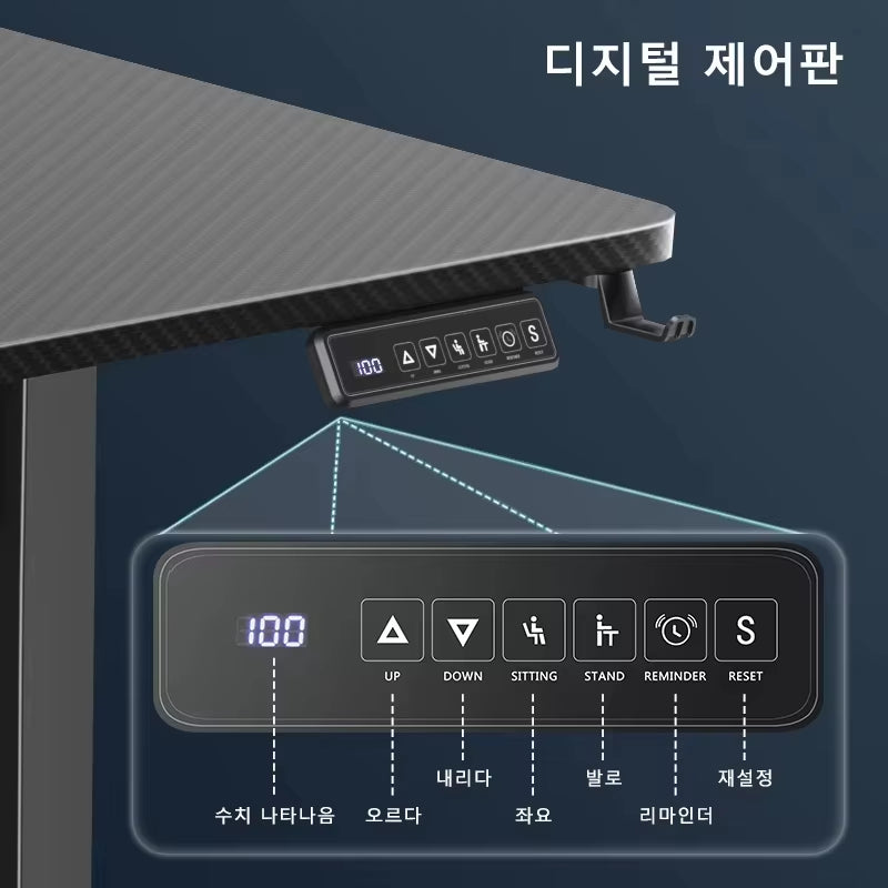 Electric Stand up Desk Workstation Whole-Piece Desktop Ergonomic Height Adjustable Standing Desk with Cup and Headphone Holder