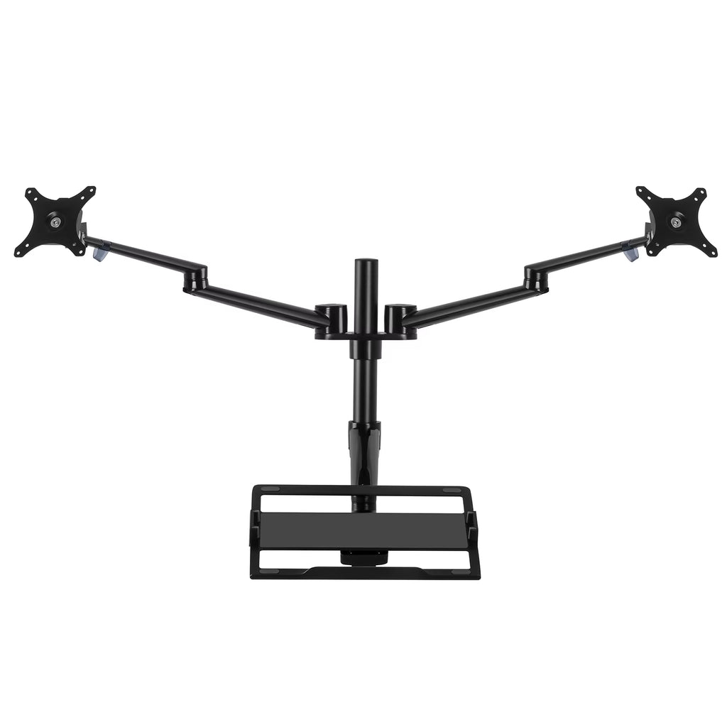 OL-10T Aluminum Height Adjust Desktop Dual 17-32 Inch Monitor Holder+12-17 Inch Laptop Holder Stand Full Motion Triple Mount Arm